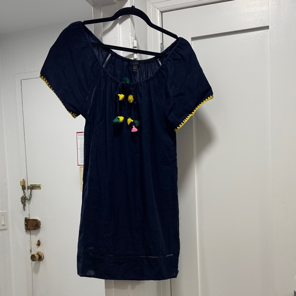 J. Crew Navy Dress with Colorful Tassels